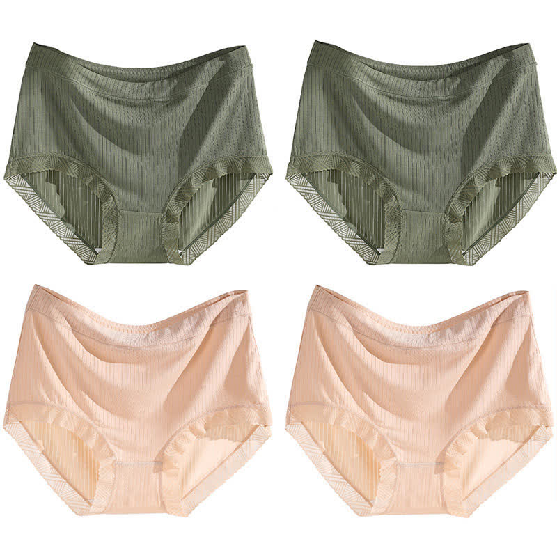 High-Waisted Seamless Panty(4 Pairs) - Green*2+Apricot*2 - 4XL - image 20