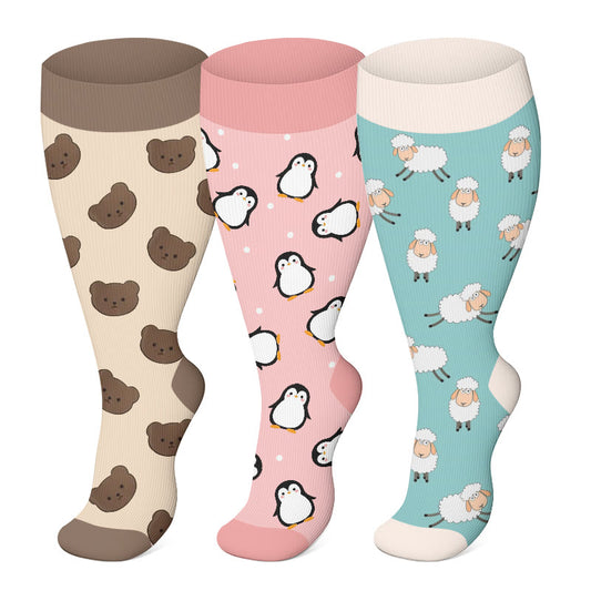 Plus Size Bear Penguin Compression Socks