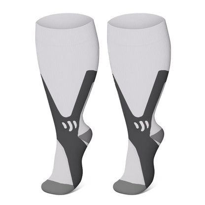 Plus Size Wide Calf Sports Compression Socks 2XL-7XL(3 Pairs) - White - 7XL - image 2
