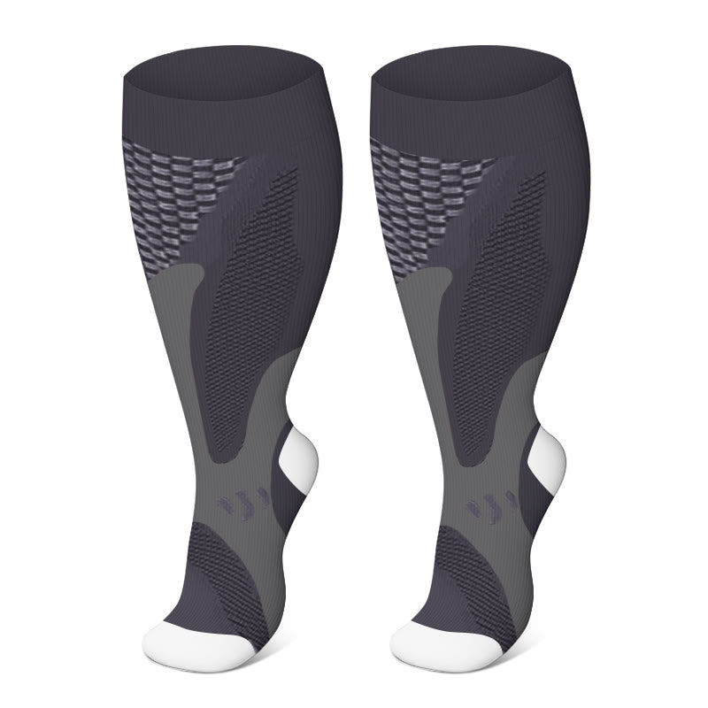 Plus Size Sport Wine Compression Socks 2XL-7XL(3 Pairs) - Grey - 7XL - image 4