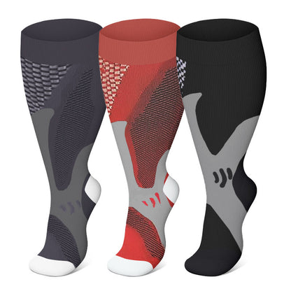Plusock Plus Size Sport Wine Compression Socks 2XL-7XL(3 Pairs) - Multicolor - 7XL - image 0