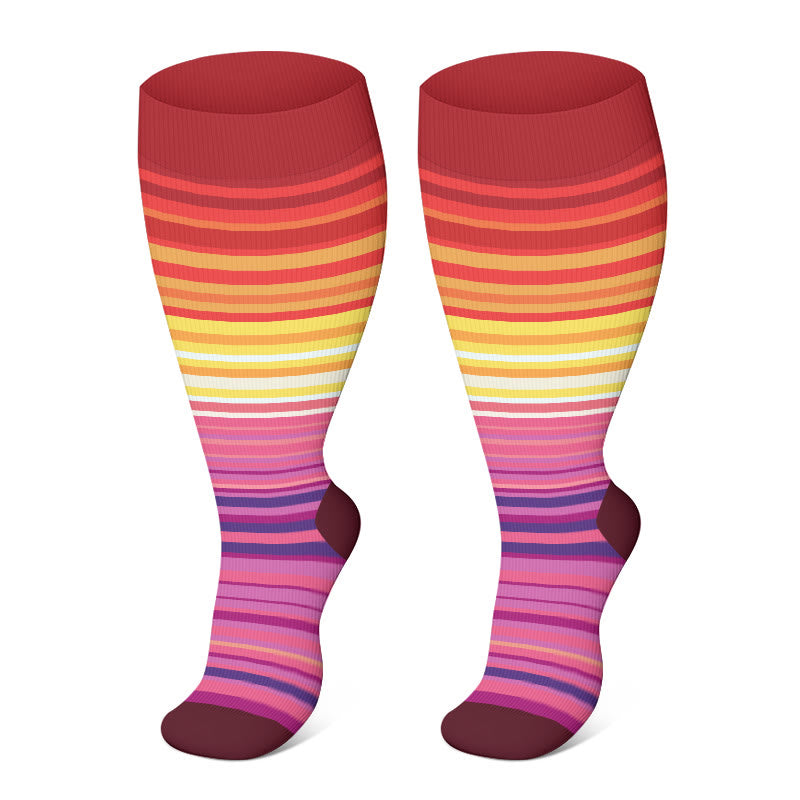 Plus Size Fashion Design Compression Socks(3 Pairs) - Orange&Purple - 4XL - image 9