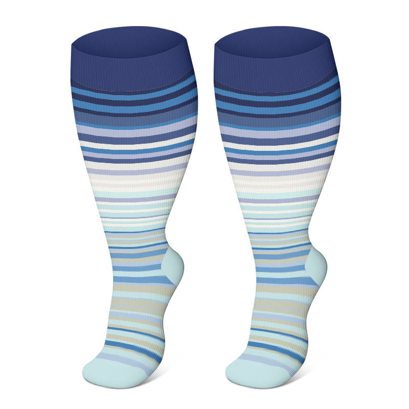 Plus Size Fashion Design Compression Socks(3 Pairs) - Light Blue - 4XL - image 10