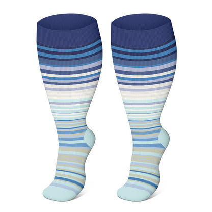 Plus Size Fashion Design Compression Socks(3 Pairs) - Light Blue - 4XL - image 10
