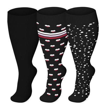 Plus Size Splicing Hearts Compression Socks(3 Pairs)