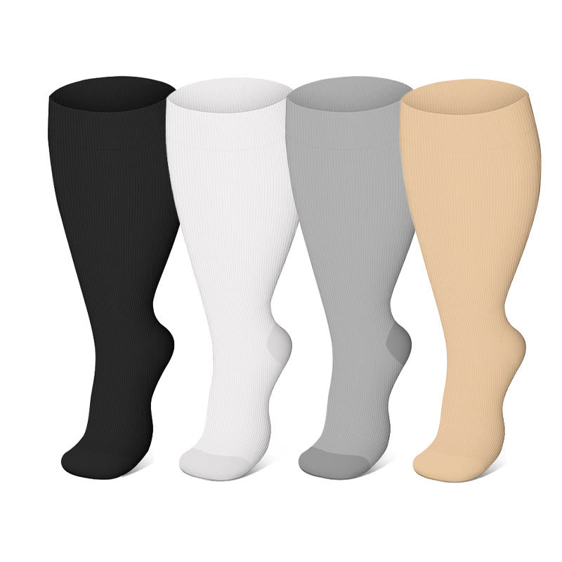 Plus Size Pure Color Compression Socks 2XL-7XL - image 0