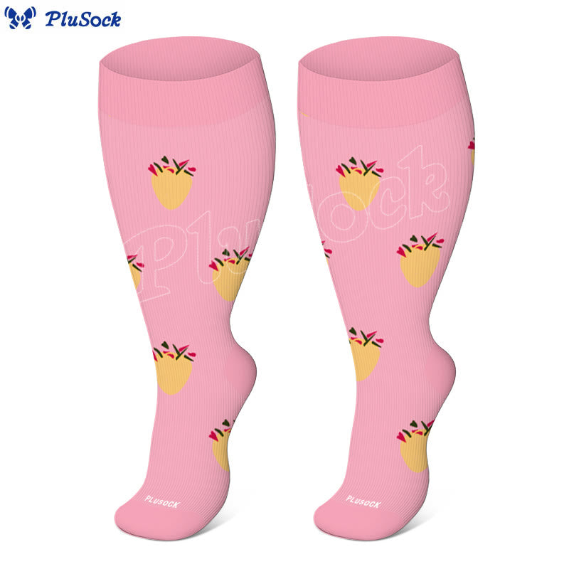 Plus Size Dog Footprints Pineapple Compression Socks 2XL-7XL - Pink - 7XL - image 8