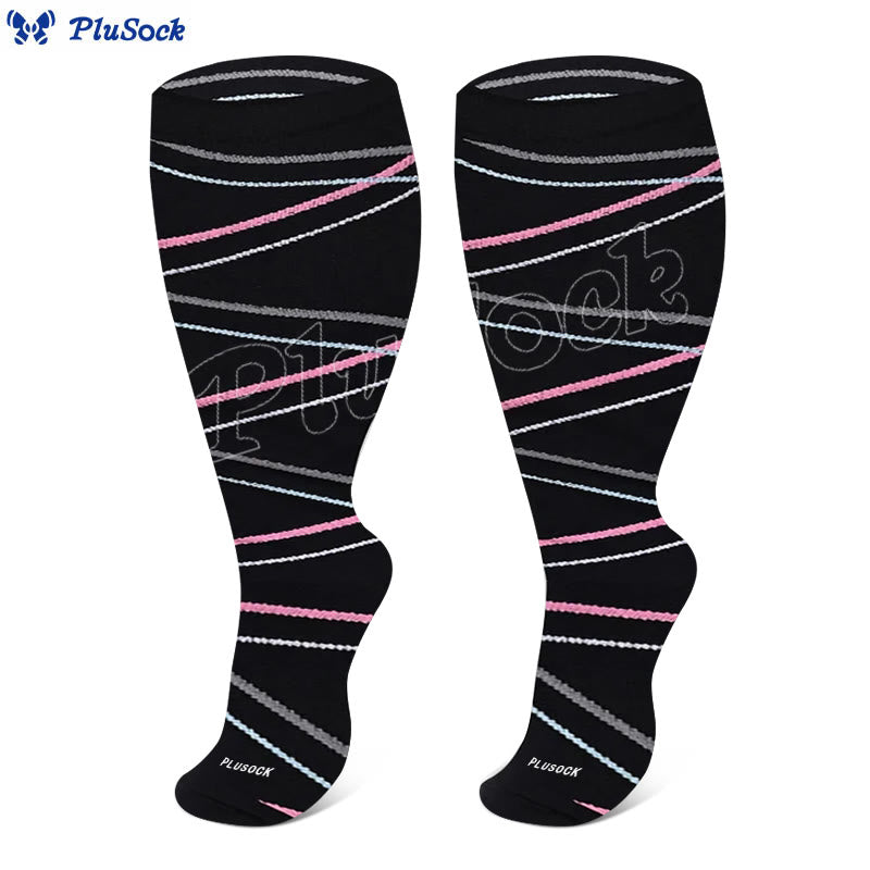 Plus Size Dog Footprints Pineapple Compression Socks 2XL-7XL - Black - 7XL - image 6
