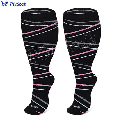 Plus Size Dog Footprints Pineapple Compression Socks 2XL-7XL - Black - 7XL - image 6