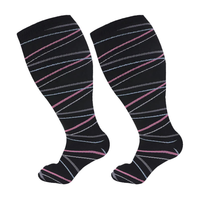 Plus Size Dog Footprints Pineapple Compression Socks 2XL-7XL(3 Pairs) - Black - 7XL - image 8