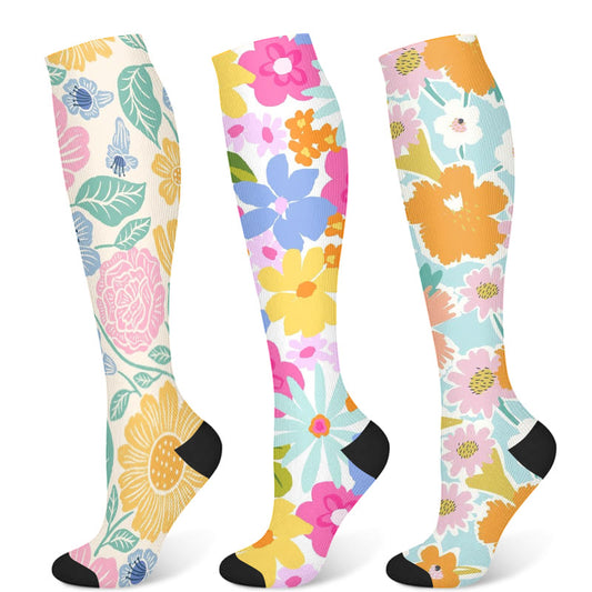 Flowers Bloom Compression Socks(3 Pairs) - image 1