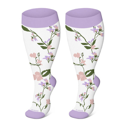 Plus Size Purple Stripe Compression Socks(3 Pairs)