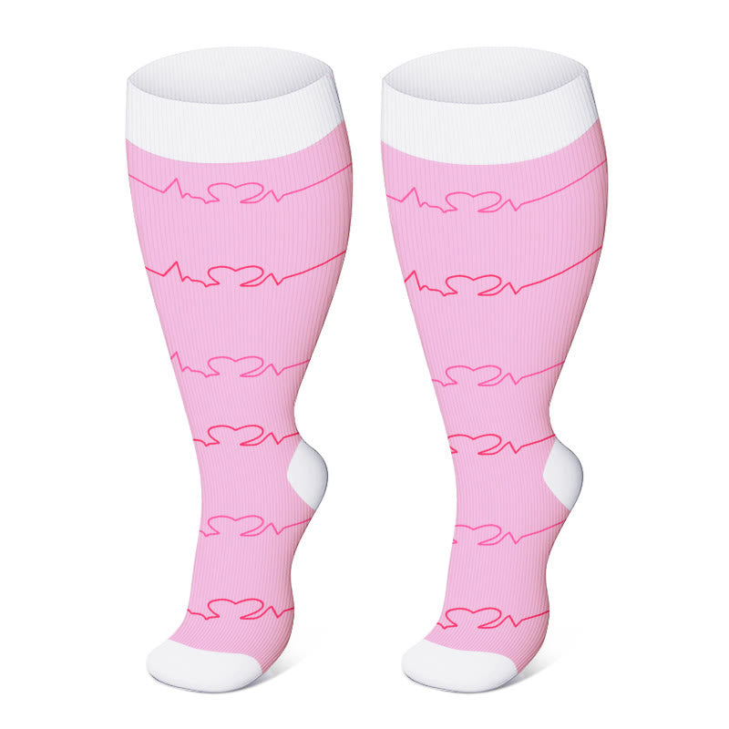 Plus Size Pink Medical Elements Compression Socks(3 Pairs) - image 1
