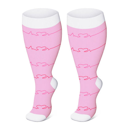 Plus Size Pink Medical Elements Compression Socks(3 Pairs) - image 1