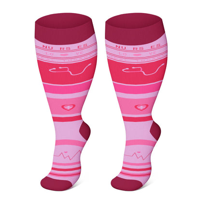 Plus Size Pink Medical Elements Compression Socks(3 Pairs) - image 3