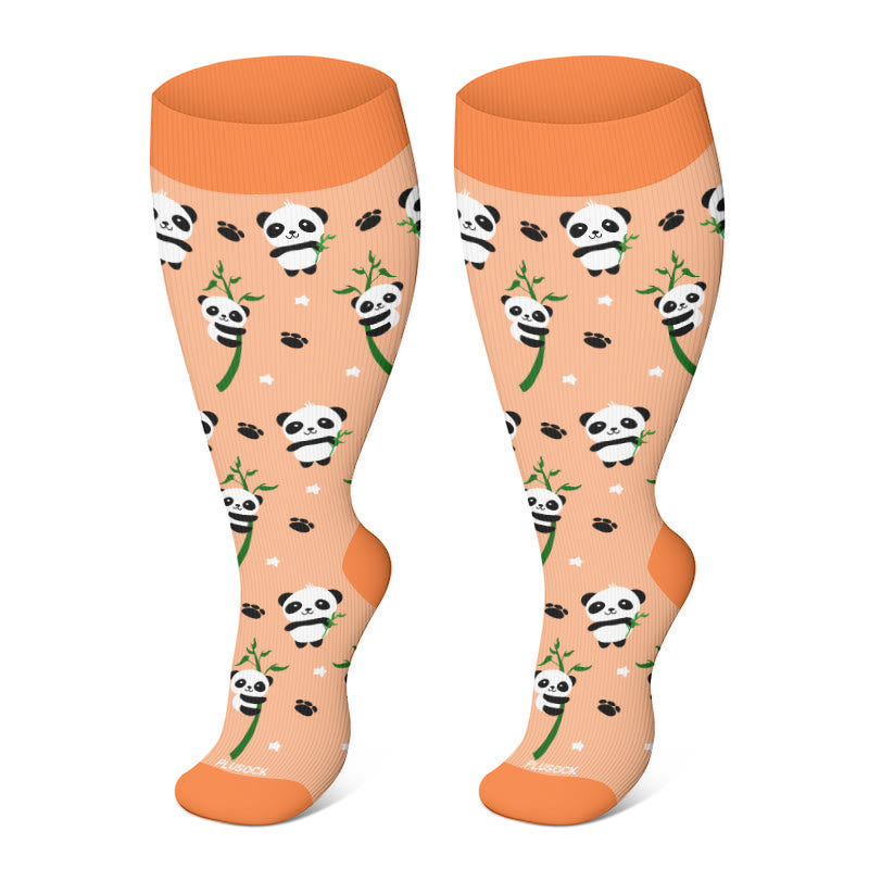 Plus Size Panda Swan Compression Socks(3 Pairs) - image 2