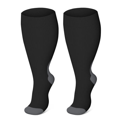 Plus Size Black Compression Socks(3 Pairs) - Black - 4XL - image 0