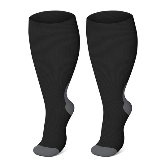 Plus Size Black Compression Socks(3 Pairs) - Black - 4XL - image 0