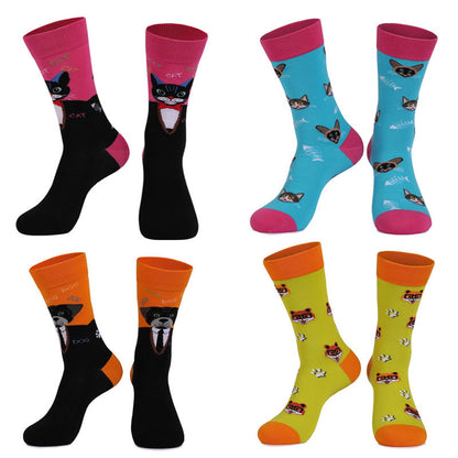 Cats Dogs Series Quarter Socks(4 Pairs) - Multicolor - EU44-49(US10-14) - image 5