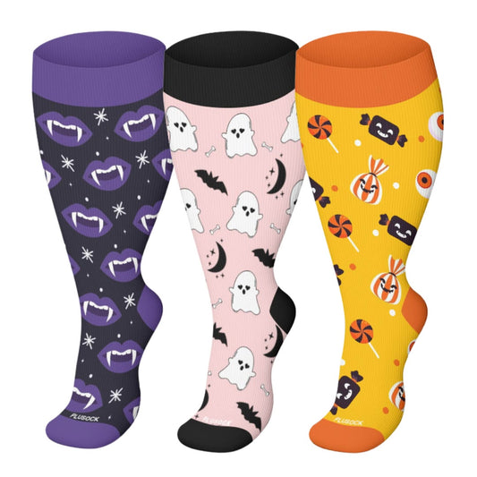 Plus Size 2024 Halloween Compression Socks(3 Pairs)