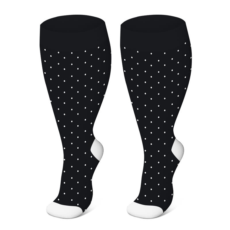 Plus Size Pink Polka Dot Compression Socks(3 Pairs) - image 1