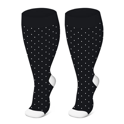 Plus Size Pink Polka Dot Compression Socks(3 Pairs) - image 1