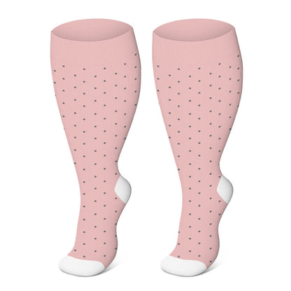 Plus Size Pink Polka Dot Compression Socks(3 Pairs)