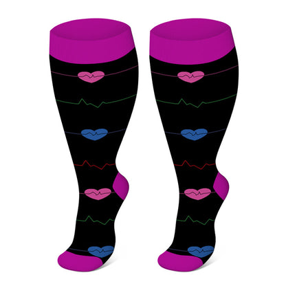 Purple Electrocardiogram Solid Plus Size Compression Socks 2XL-7XL(3 Pairs) - Purple - 7XL - image 5