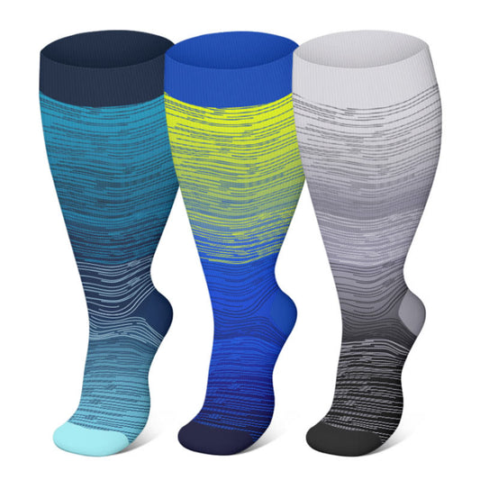Plus Size Gradient Color Compression Socks(3 Pairs)