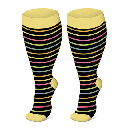 Plus Size Pinstripe Compression Socks