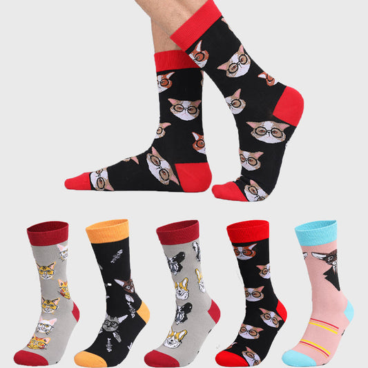 Glasses Cat Quarter Socks(5 Pairs) - Multicolor - EU44-49(US10-14) - image 0