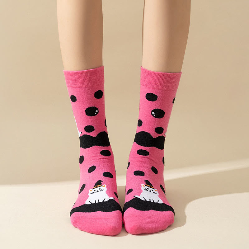 Pink Cat Quarter Socks(3 Pairs) - image 2