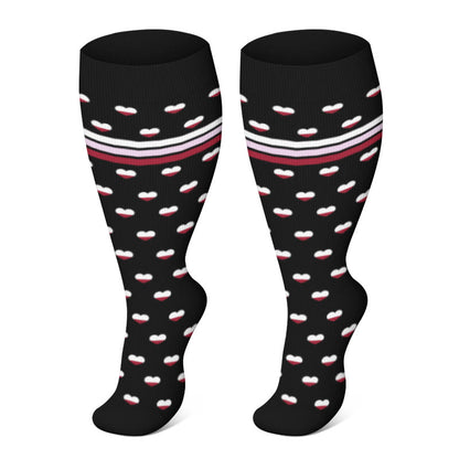 Plus Size Black Brown Compression Socks - Heart - 4XL - image 4