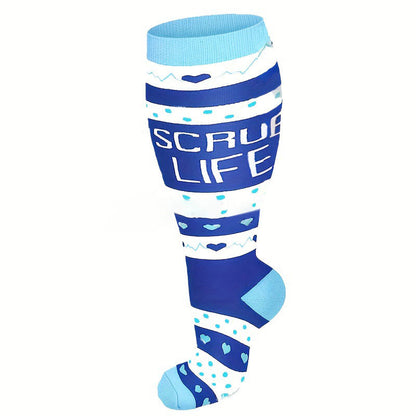 Plus Size Medical Devices Pattern Compression Socks - Light Blue - 4XL - image 3