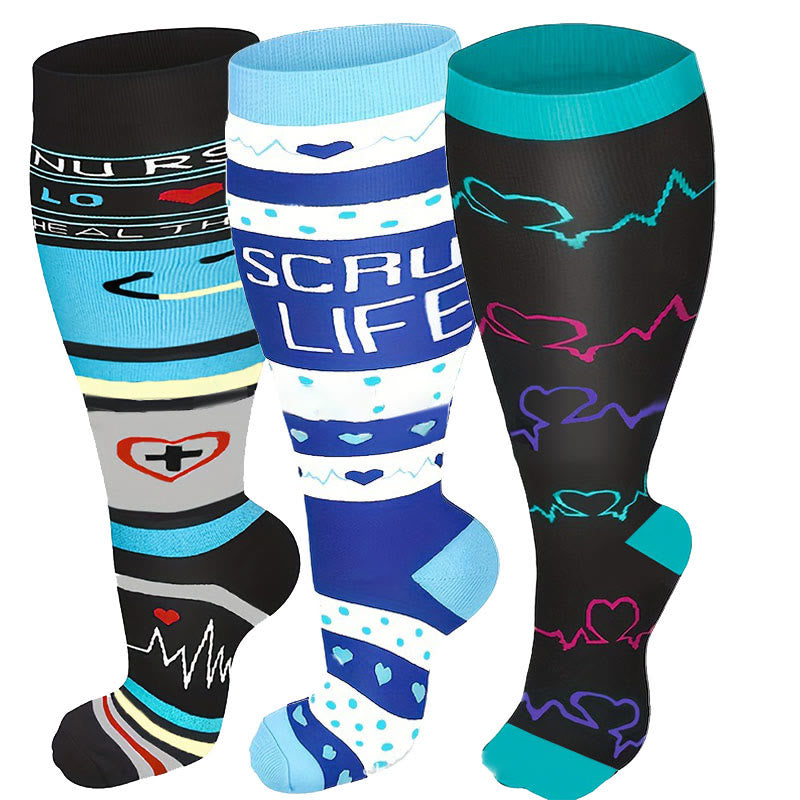 Plus Size Medical Devices Pattern Compression Socks - image 0
