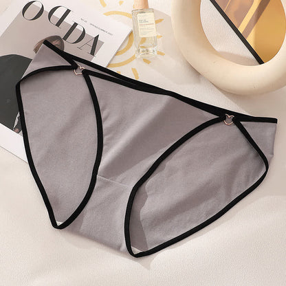 Low-rise Sexy Cotton Heart Hollow Out Brief(3 Packs) - Grey - 4XL - image 7