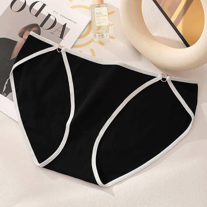 Low-rise Sexy Cotton Heart Hollow Out Brief(3 Packs) - Black - 4XL - image 8