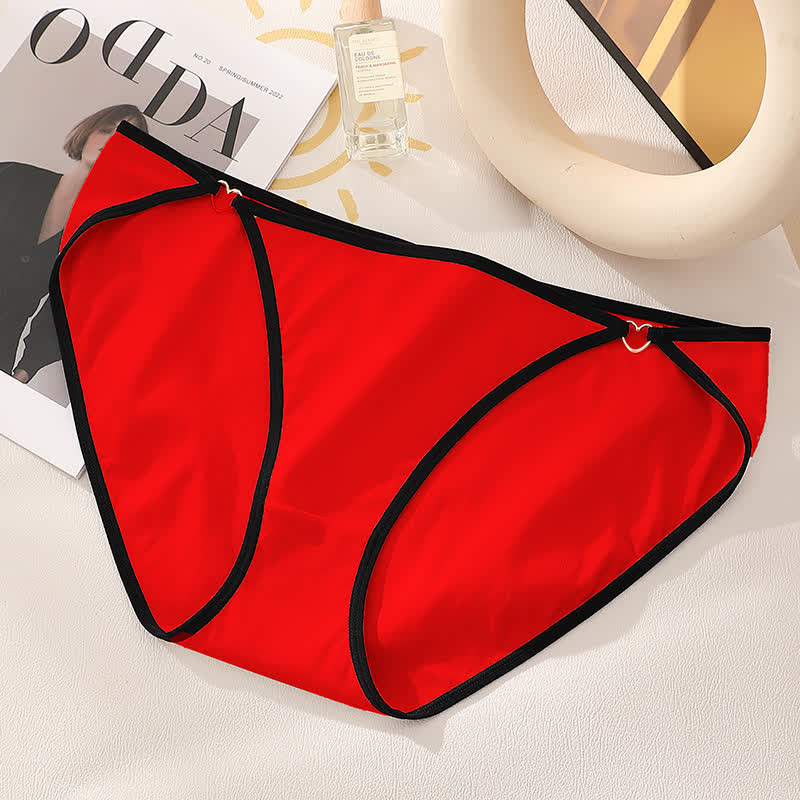 Low-rise Sexy Cotton Heart Hollow Out Brief(3 Packs) - Red - 4XL - image 6