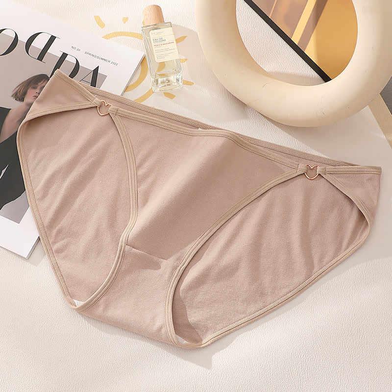 Low-rise Sexy Cotton Heart Hollow Out Brief(3 Packs) - Coffee - 4XL - image 3