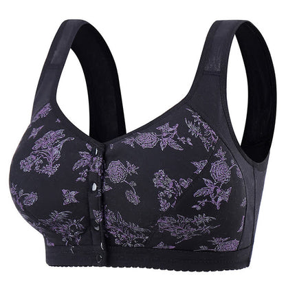 Butterfly Flower Printed Front Closure Wireless Bra - image 15