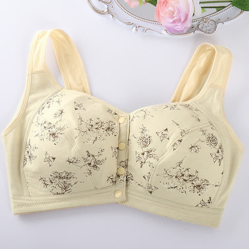 Butterfly Flower Printed Front Closure Wireless Bra - image 6