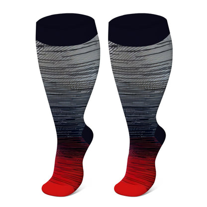 Plus Size Colorful Stripe Compression Socks - image 1