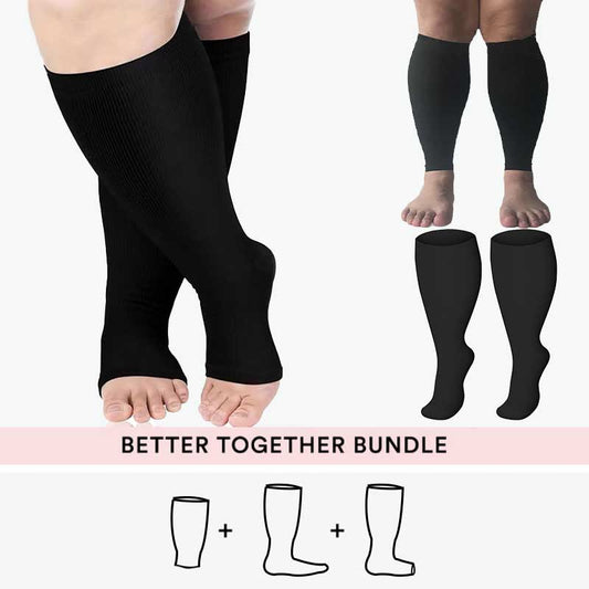 Bundle Plus Size Medical Compression Socks + Compression Sleeves - 2XL - 5XL - 5XL - image 0