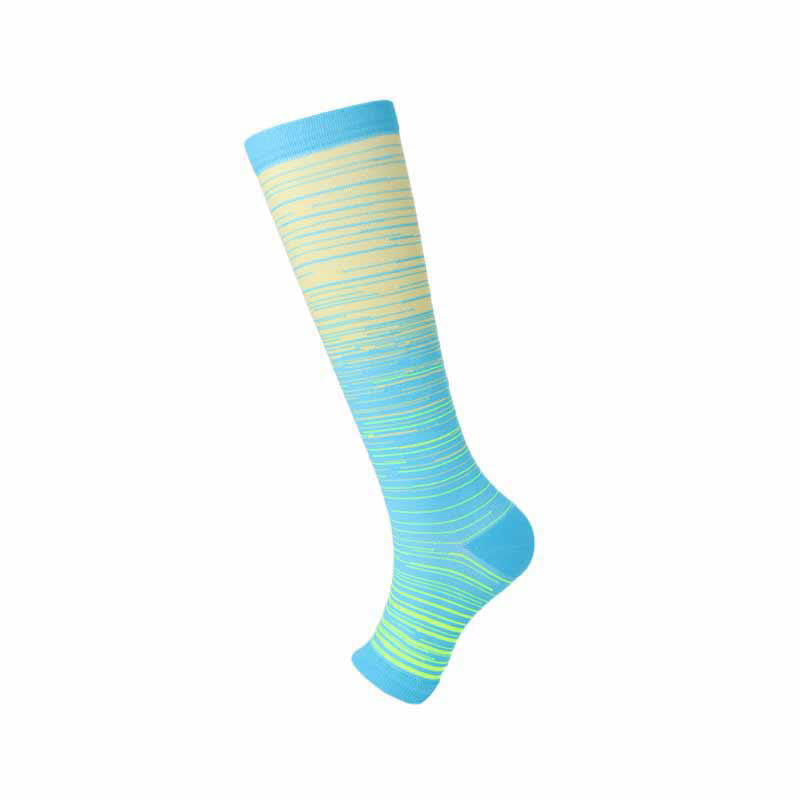 Plus Size Open Toe Line Compression Socks(3 Pairs) - Yellow - EU43-46(US9-12) - image 9