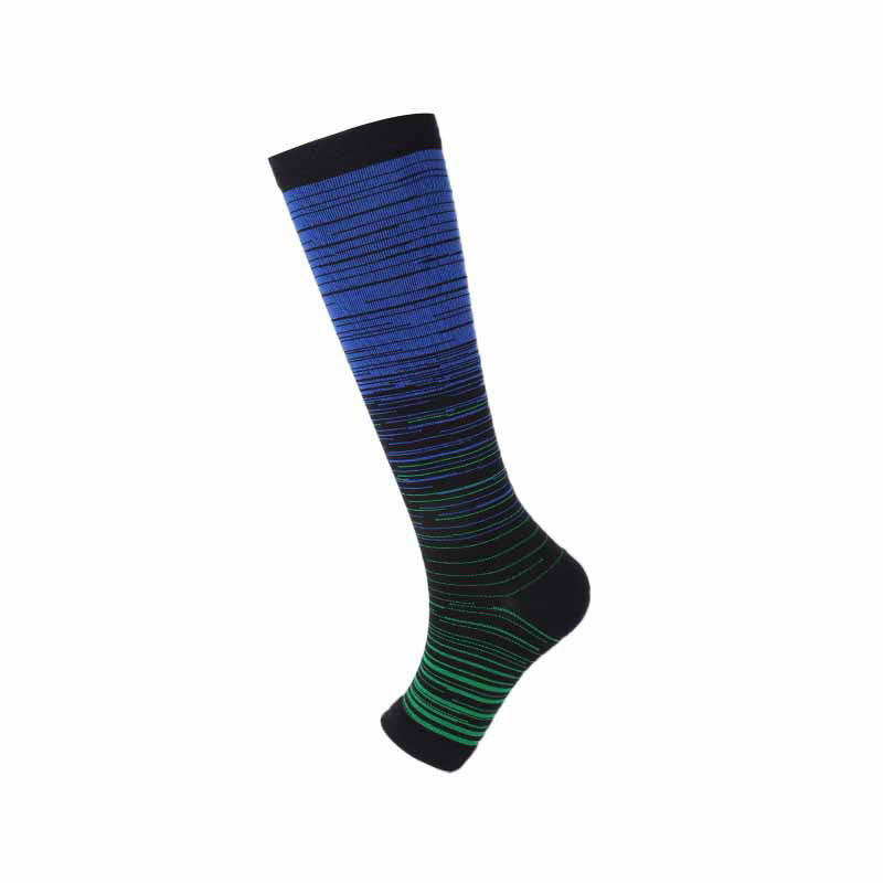 Plus Size Open Toe Line Compression Socks(3 Pairs) - Blue - EU43-46(US9-12) - image 7