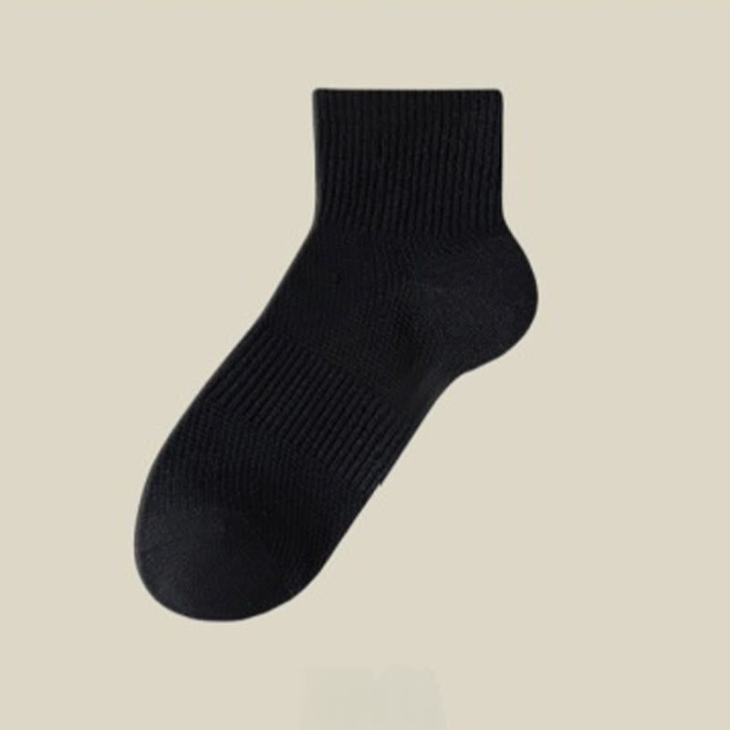 Summer Solid Color Ankle Socks(5 Pairs) - Black - EU45-50(US11-15) - image 5