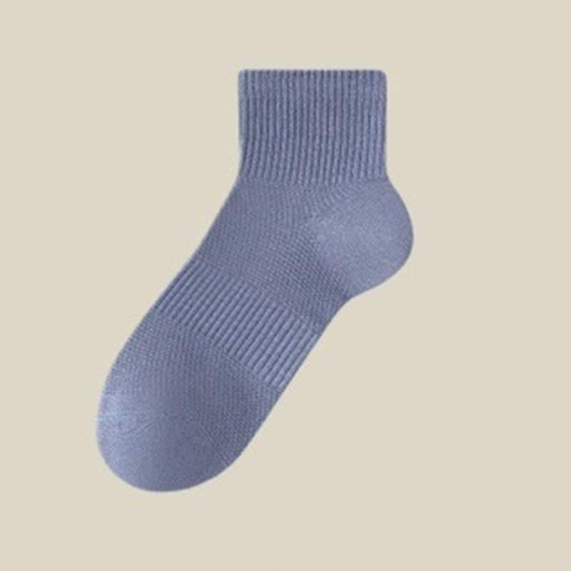Summer Solid Color Ankle Socks(5 Pairs) - Blue - EU45-50(US11-15) - image 9