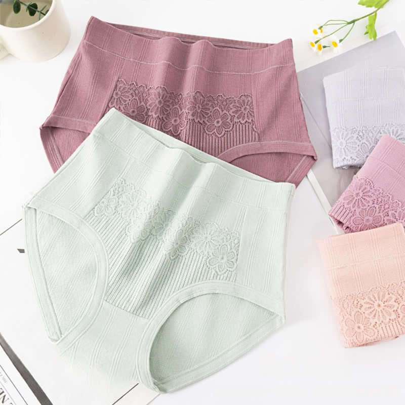 Cotton High Waist Jacquard Breathable Brief(3 Packs) - image 1