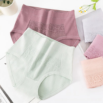 Cotton High Waist Jacquard Breathable Brief(3 Packs) - image 1