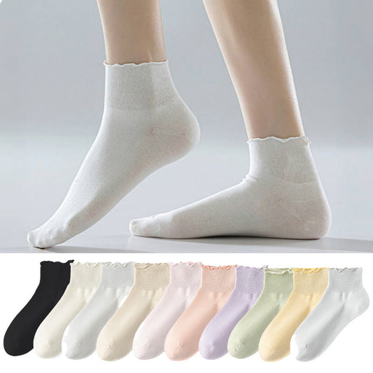Laciness Solid Color Ankle Socks(10 Pairs) - Multicolor - EU36-40(US3-7) - image 0